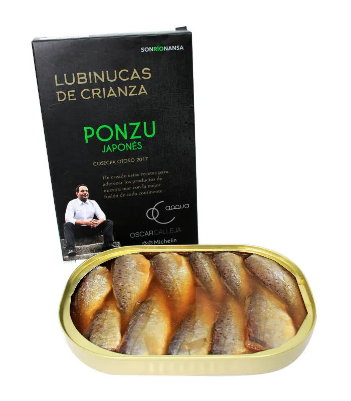 Lubinucas: alevines de Lubina en Ponzu Japonés. Lata 133 gr.
